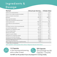 Dolovent ingredients lineup including B2, magnesium, CoQ10 for brain health.