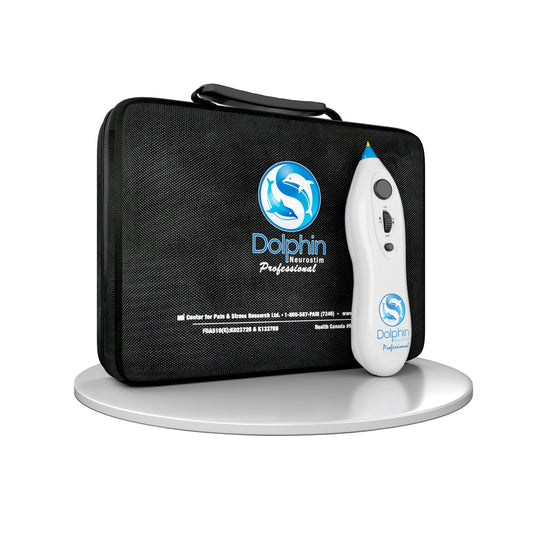 Dolphin Neurostim pen delivers microcurrent pulses for point-based relief.