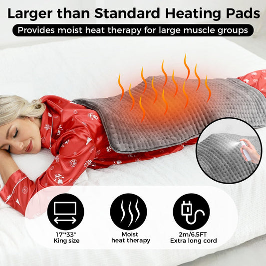 Domigard heating pad control panel shows 9 heat settings for personalized warmth