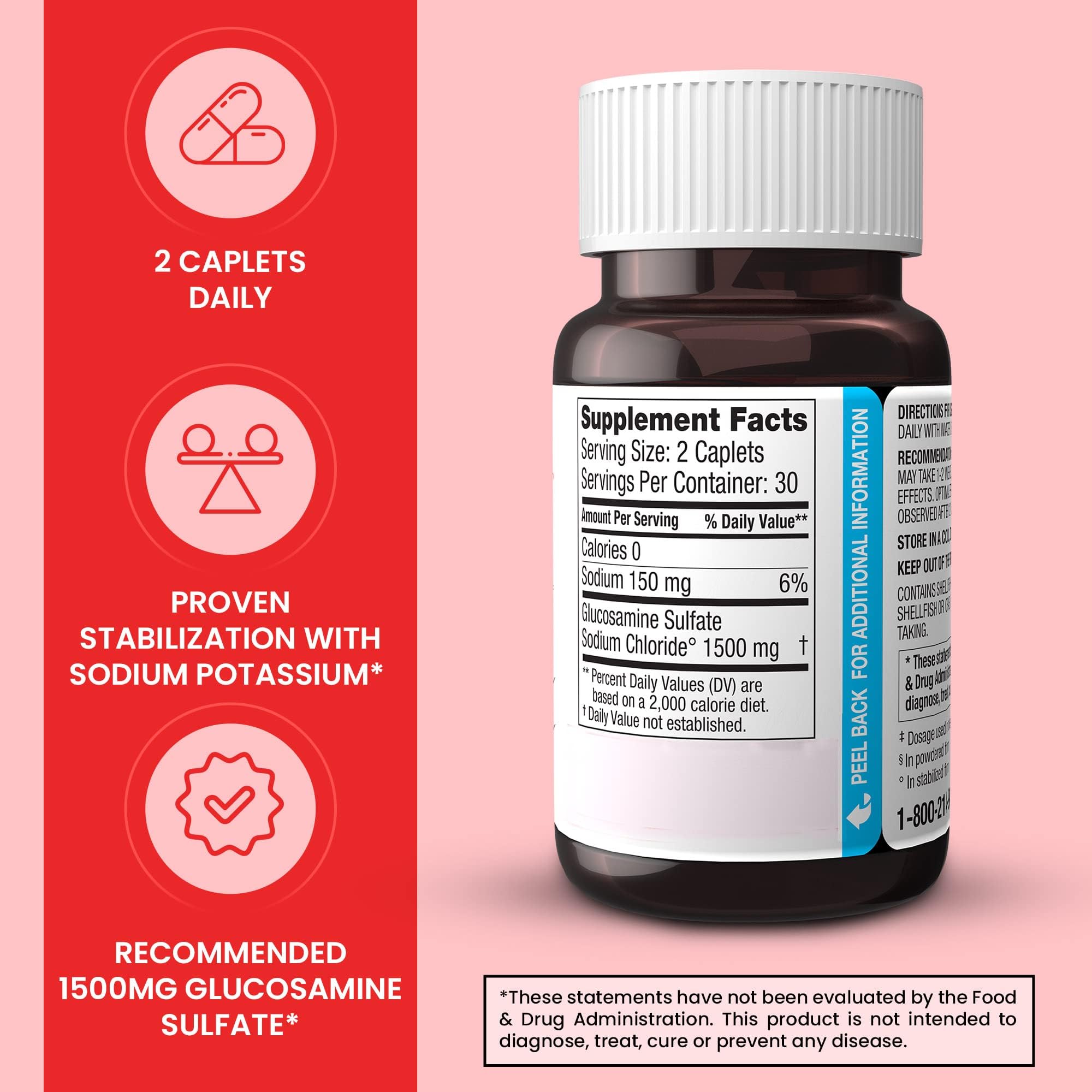 Dona Glucosamine caplets in hand to convey ease of daily use
