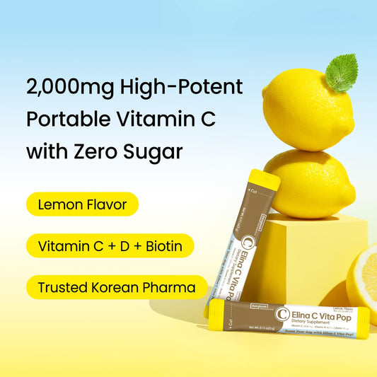 DONGKOOK Vita Pop 2000mg vitamin C stick image highlighting high-dose formula.