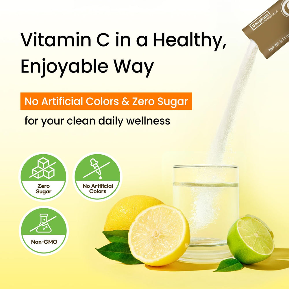 DONGKOOK Vita Pop lemon drink mix dissolves quickly with refreshing flavor.