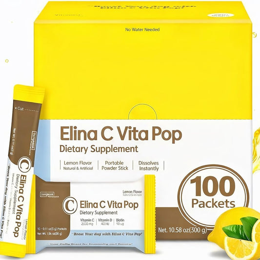 DONGKOOK Vita Pop lemon-flavor stick close-up for on-the-go vitamin C support.