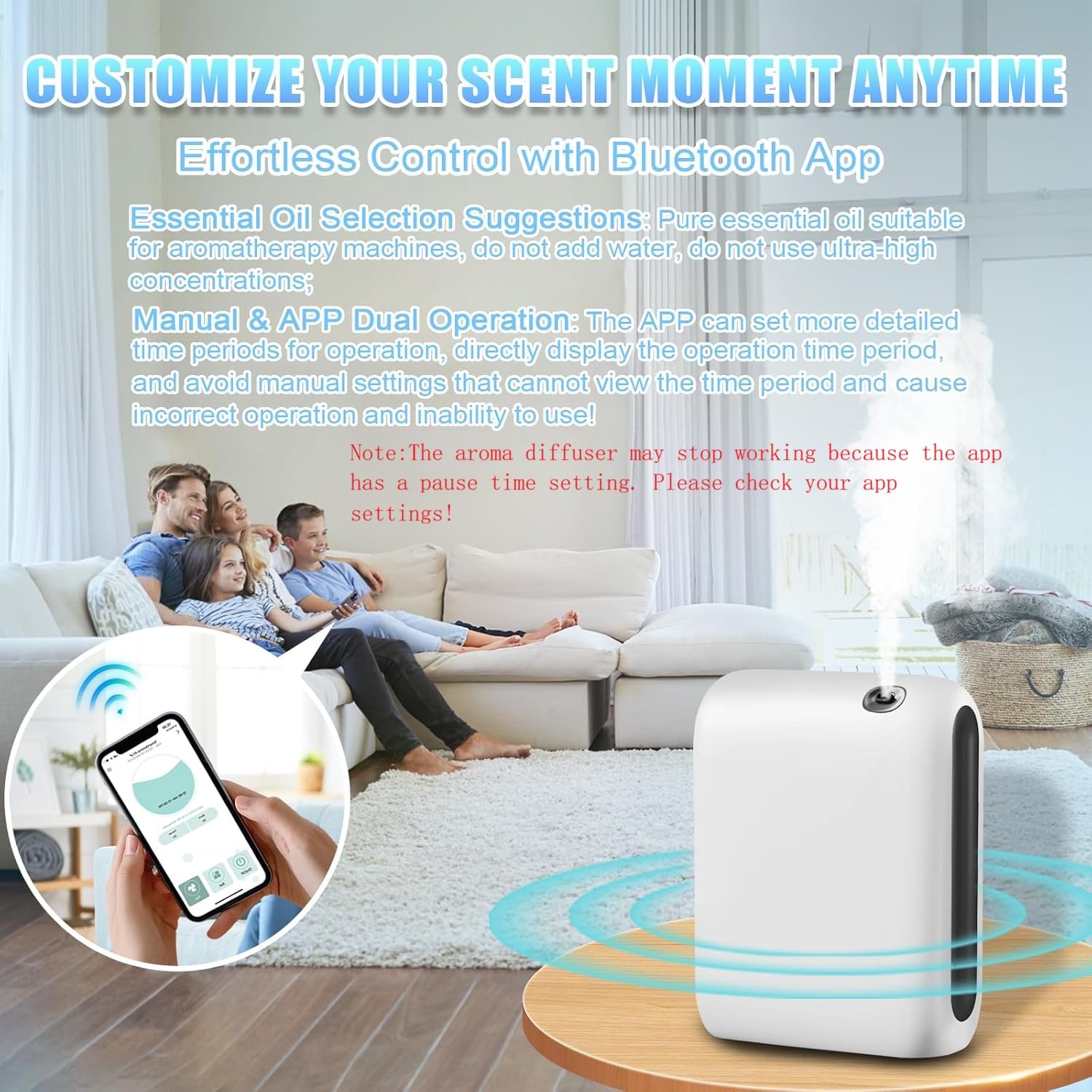 Dongzhen diffuser with Bluetooth app control for easy scent scheduling