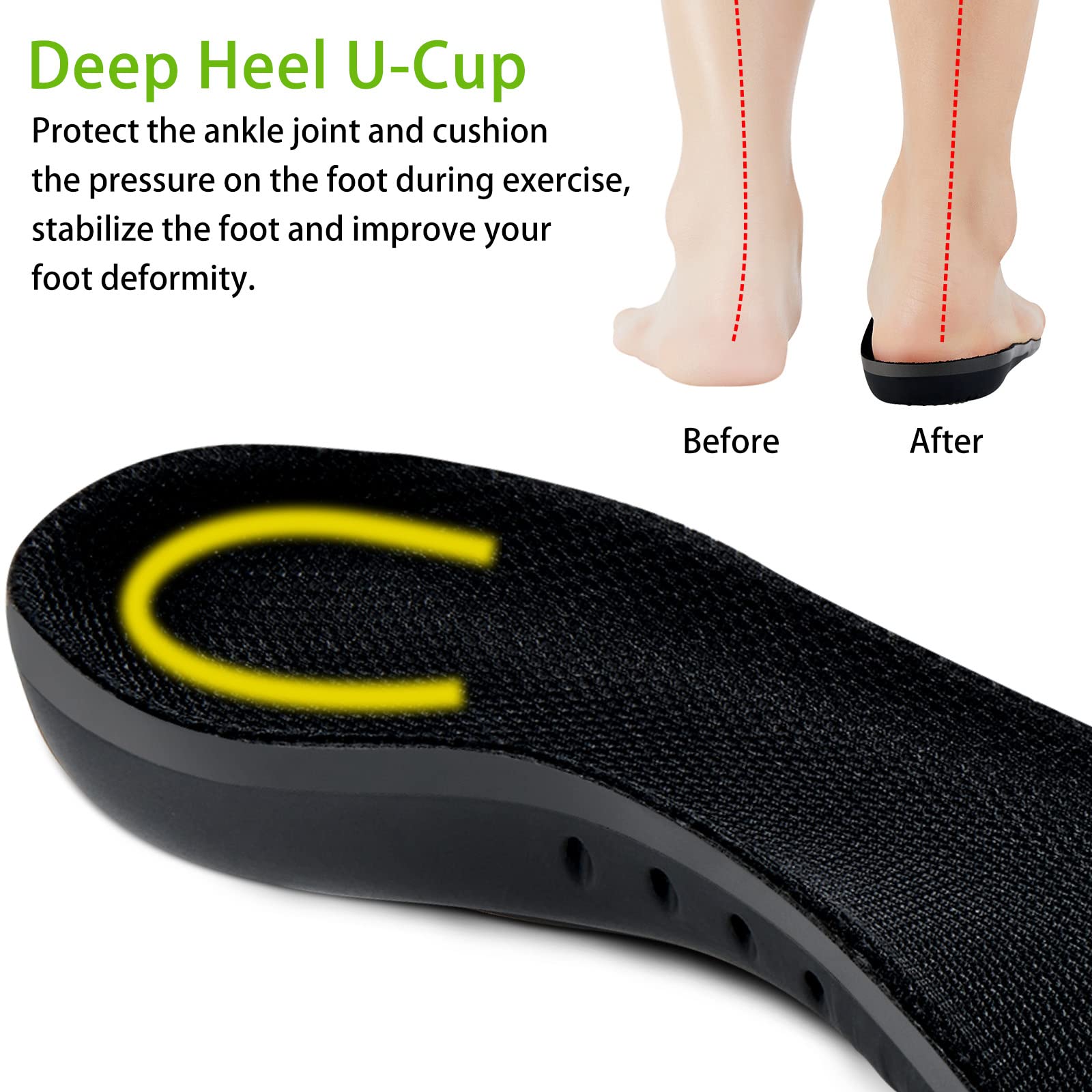 DONQE gel cushioning insoles protect heels and forefeet during runs and hikes.