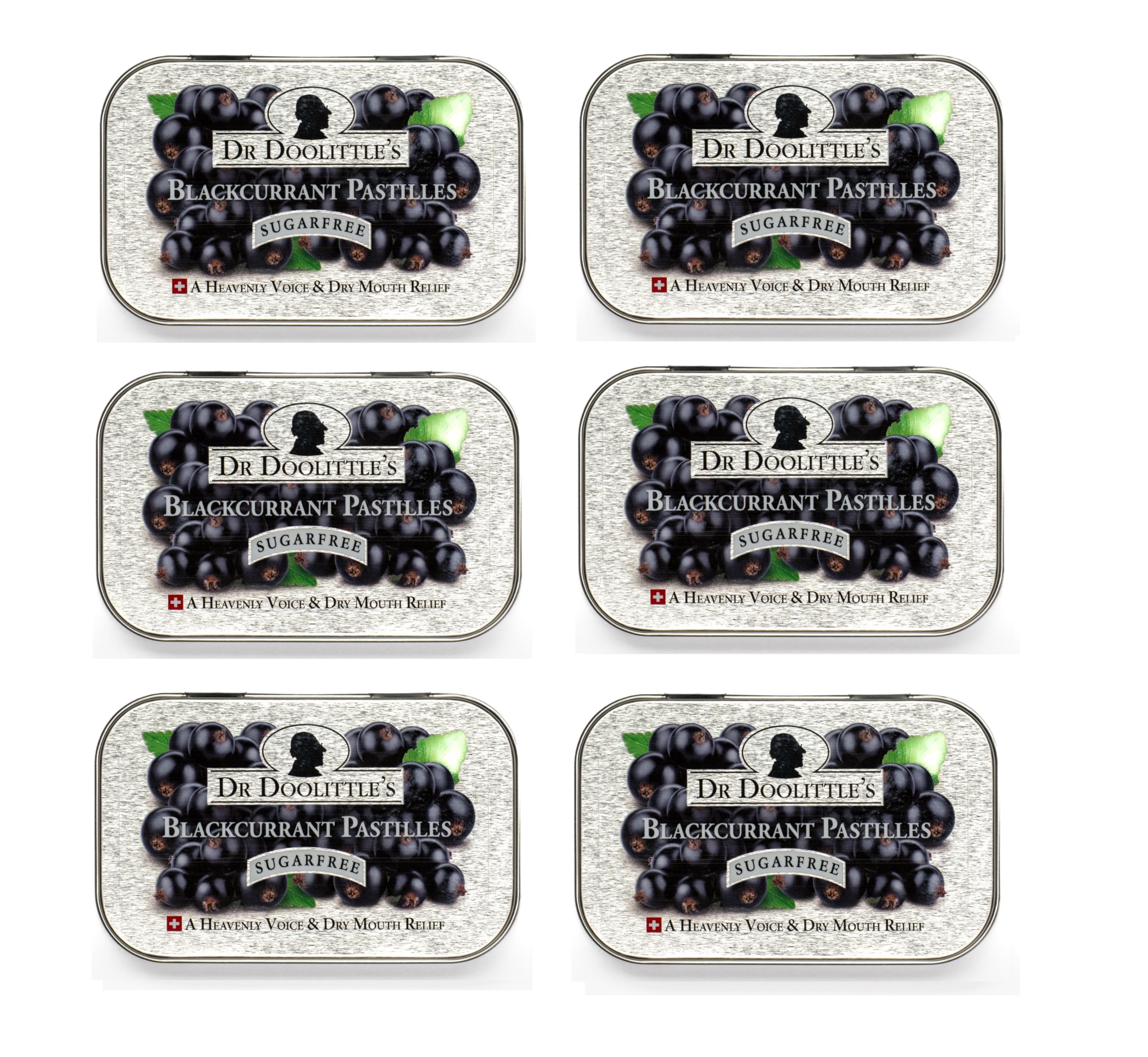 DOOLITTLE blackcurrant pastilles tin for on-the-go throat moisture.
