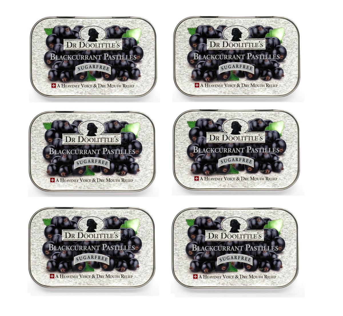 DOOLITTLE blackcurrant pastilles tin for on-the-go throat moisture.