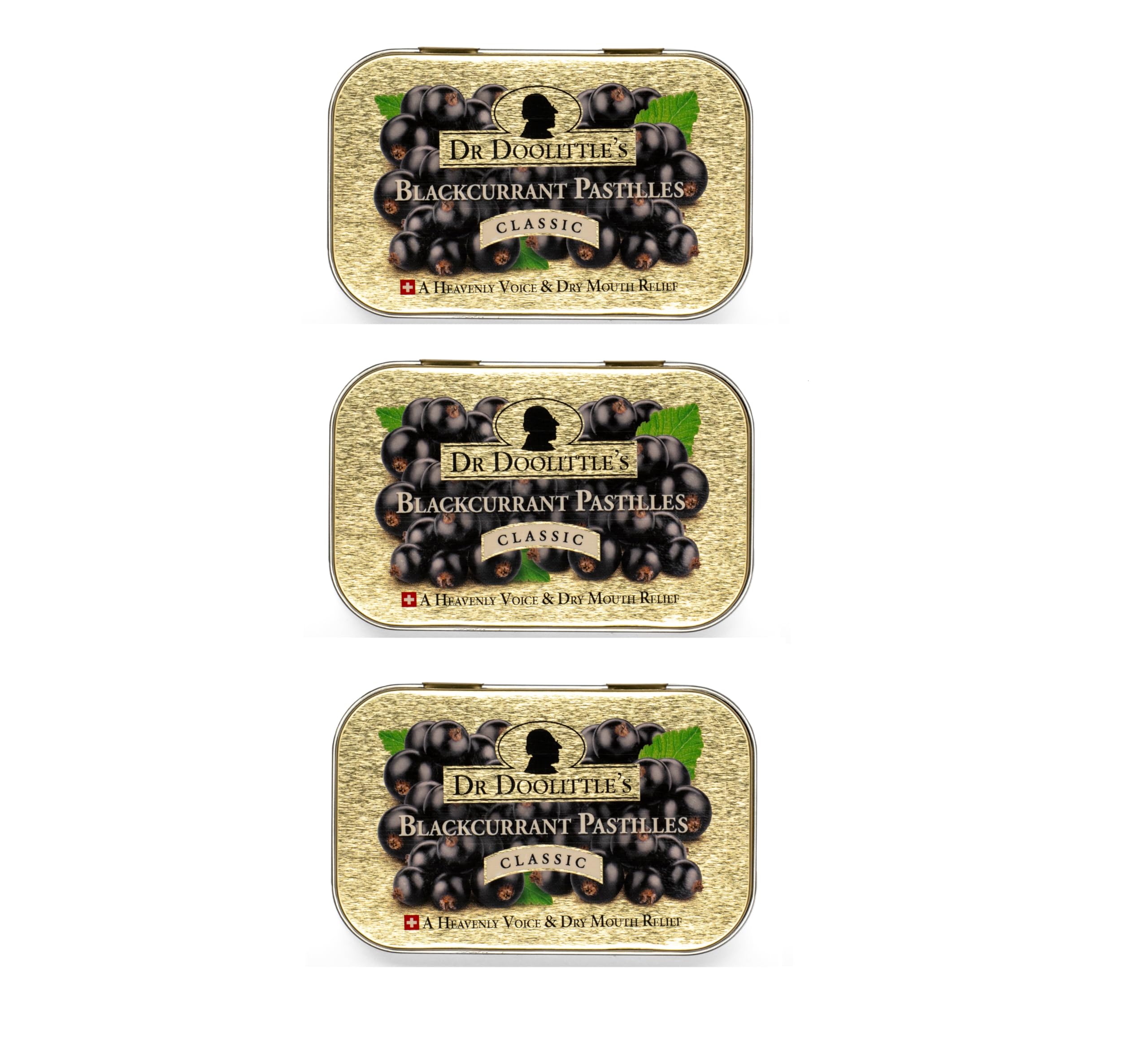 DOOLITTLE classic soft pastilles in a blackcurrant tin for on-the-go relief