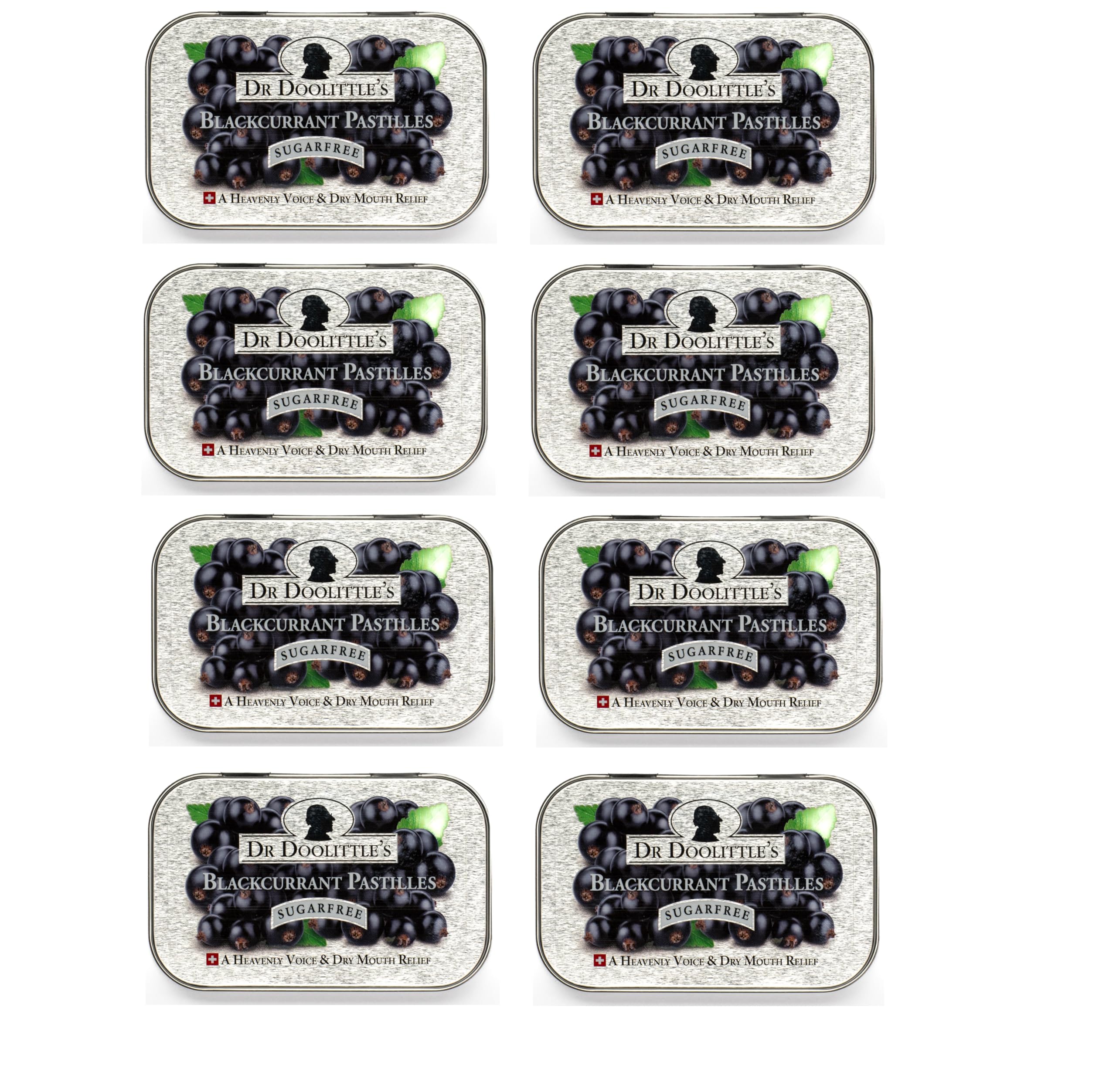DOOLITTLE Dr Sugar Free Pastilles blackcurrant tin, portable throat comfort on the go