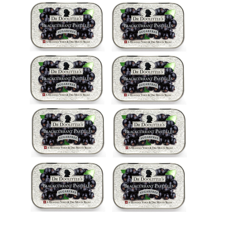 DOOLITTLE Dr Sugar Free Pastilles blackcurrant tin, portable throat comfort on the go