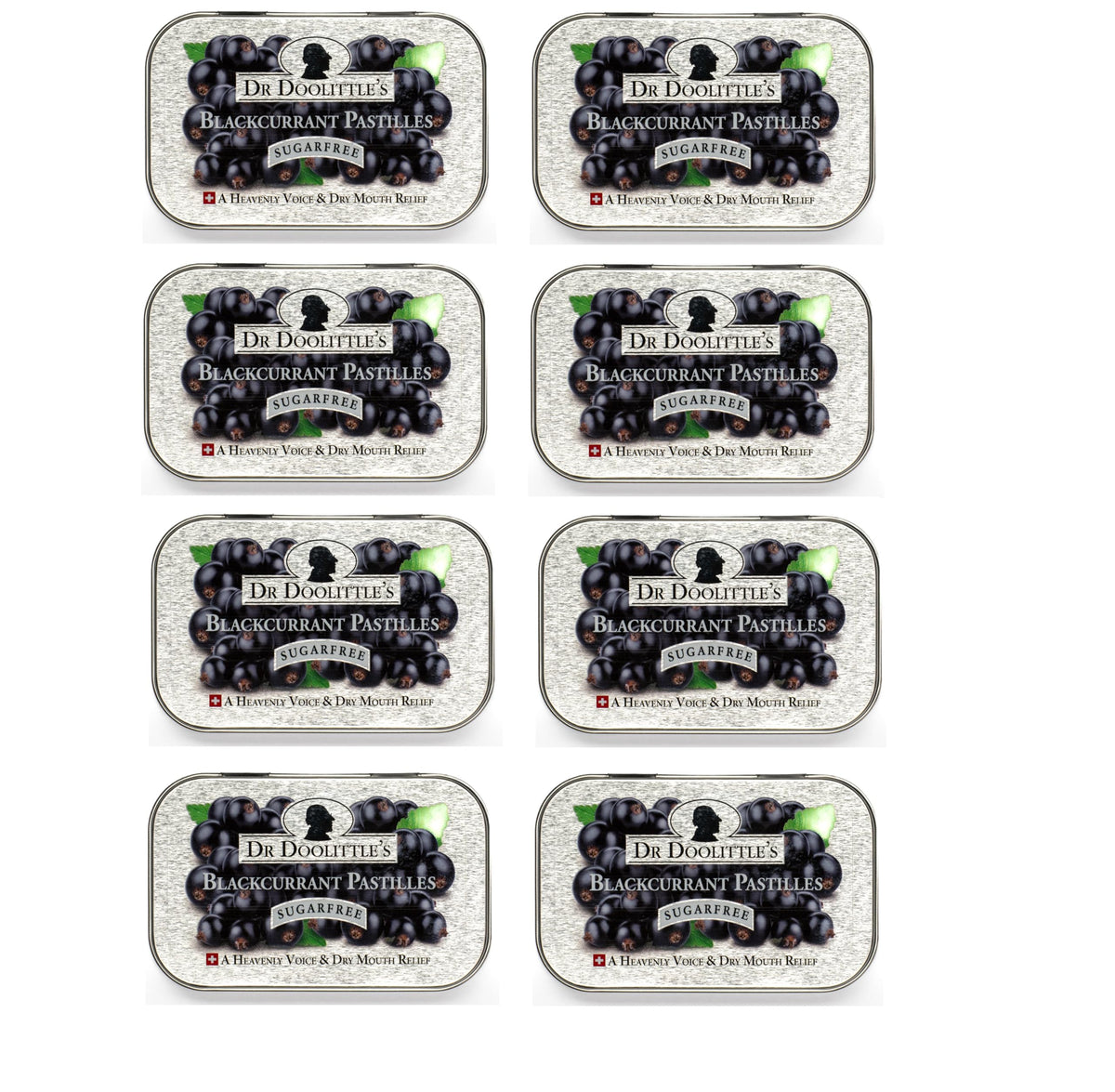 DOOLITTLE Dr Sugar Free Pastilles blackcurrant tin, portable throat comfort on the go