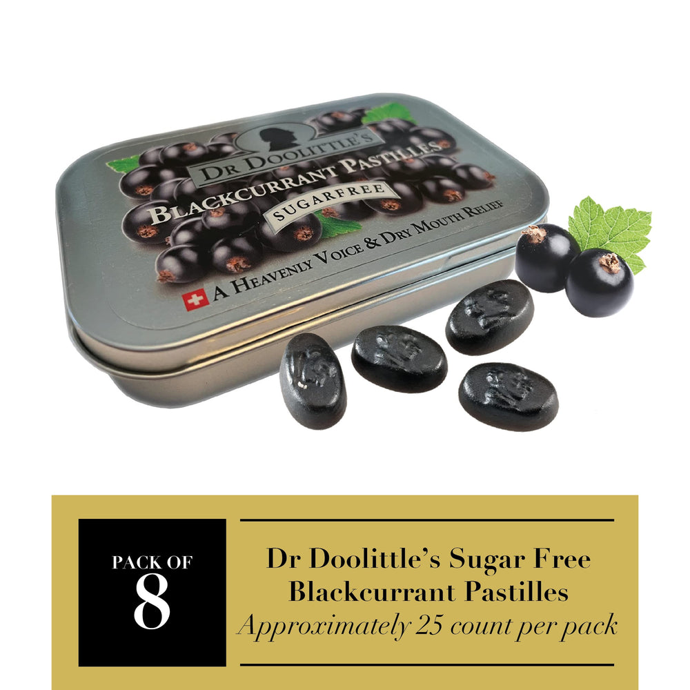 DOOLITTLE Dr Sugar Free Pastilles tin open showing soft fruit pastilles for gentle relief