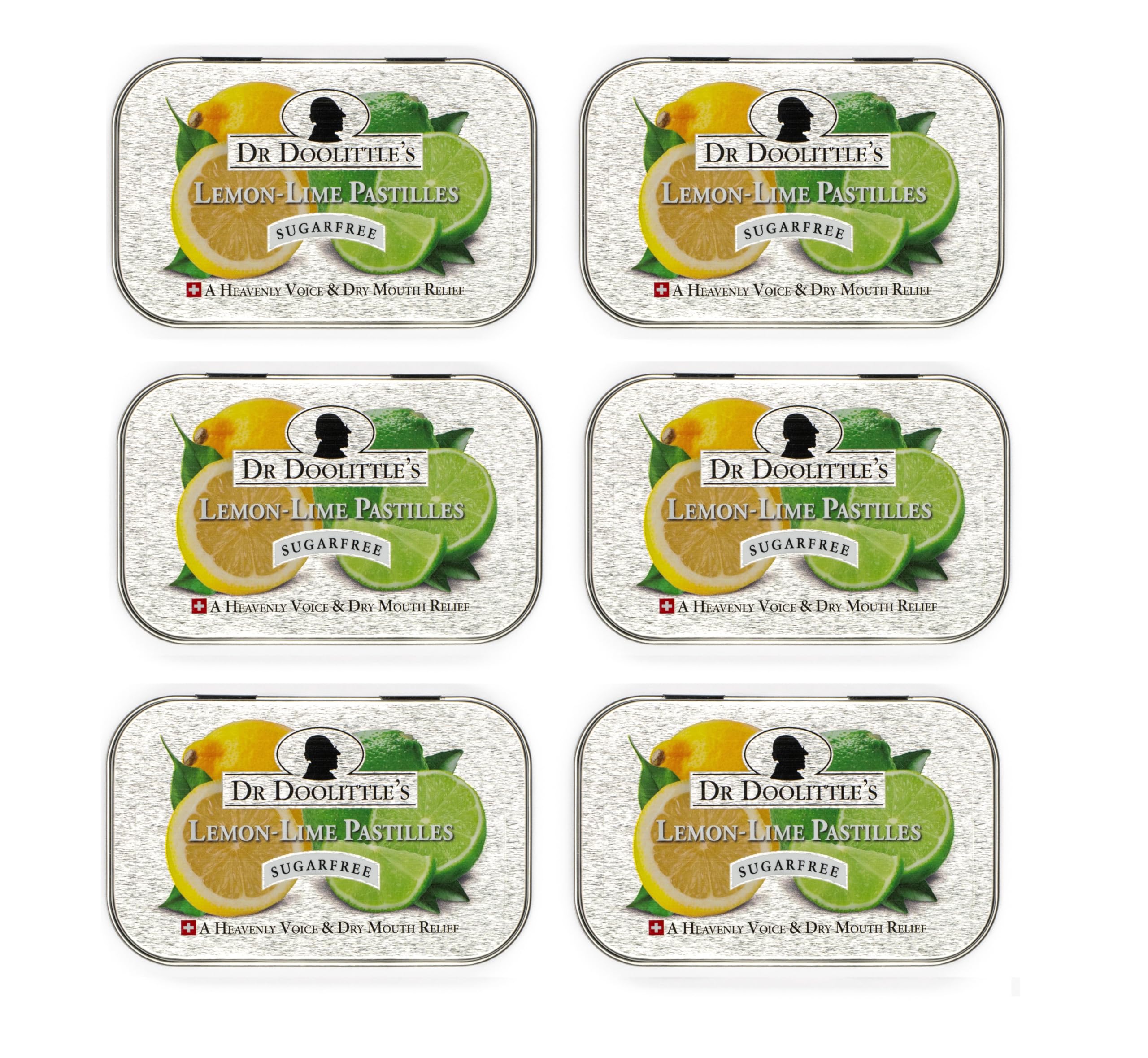 DOOLITTLE lemon-lime pastilles tin front for on-the-go throat moisture