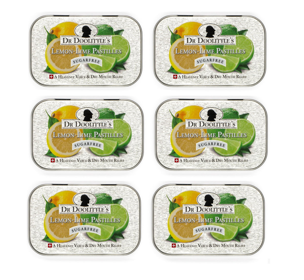 DOOLITTLE lemon-lime pastilles tin front for on-the-go throat moisture