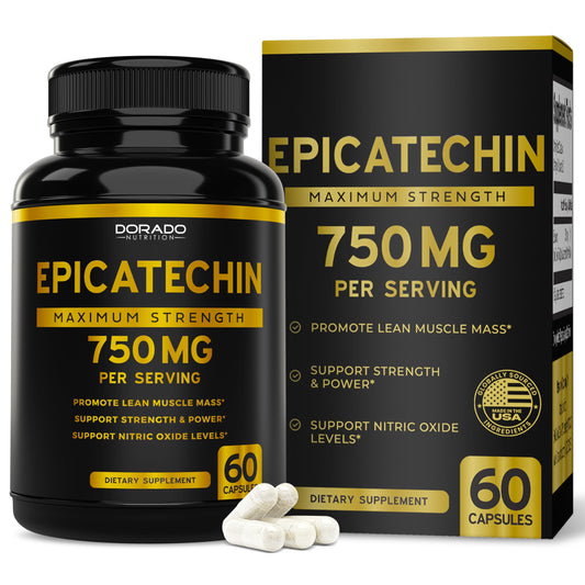 Dorado Nutrition Epicatechin bottle highlights lean muscle support for workouts