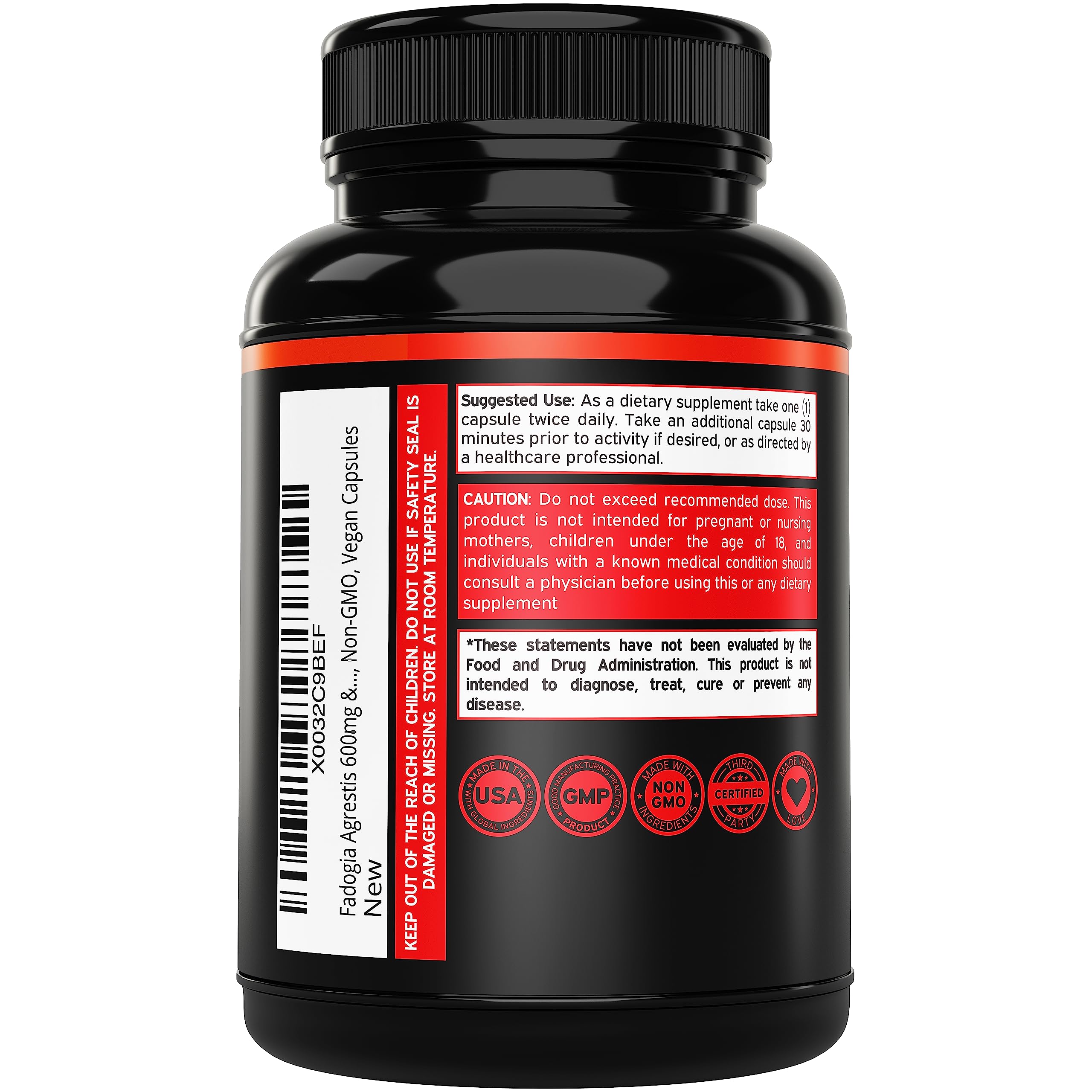 Dorado Nutrition Fadogia Agrestis capsules close-up for lean muscle support.