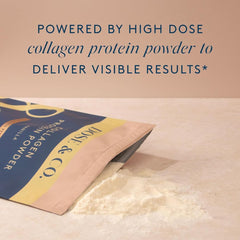 Nutrition label shows 20g protein and 10g collagen per serving