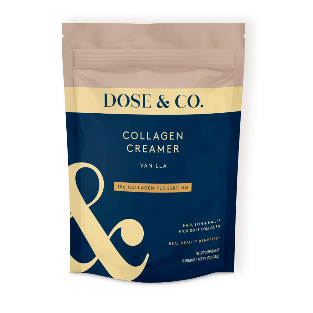 DOSE & CO Vanilla Collagen Creamer bottle with premium packaging for daily use.