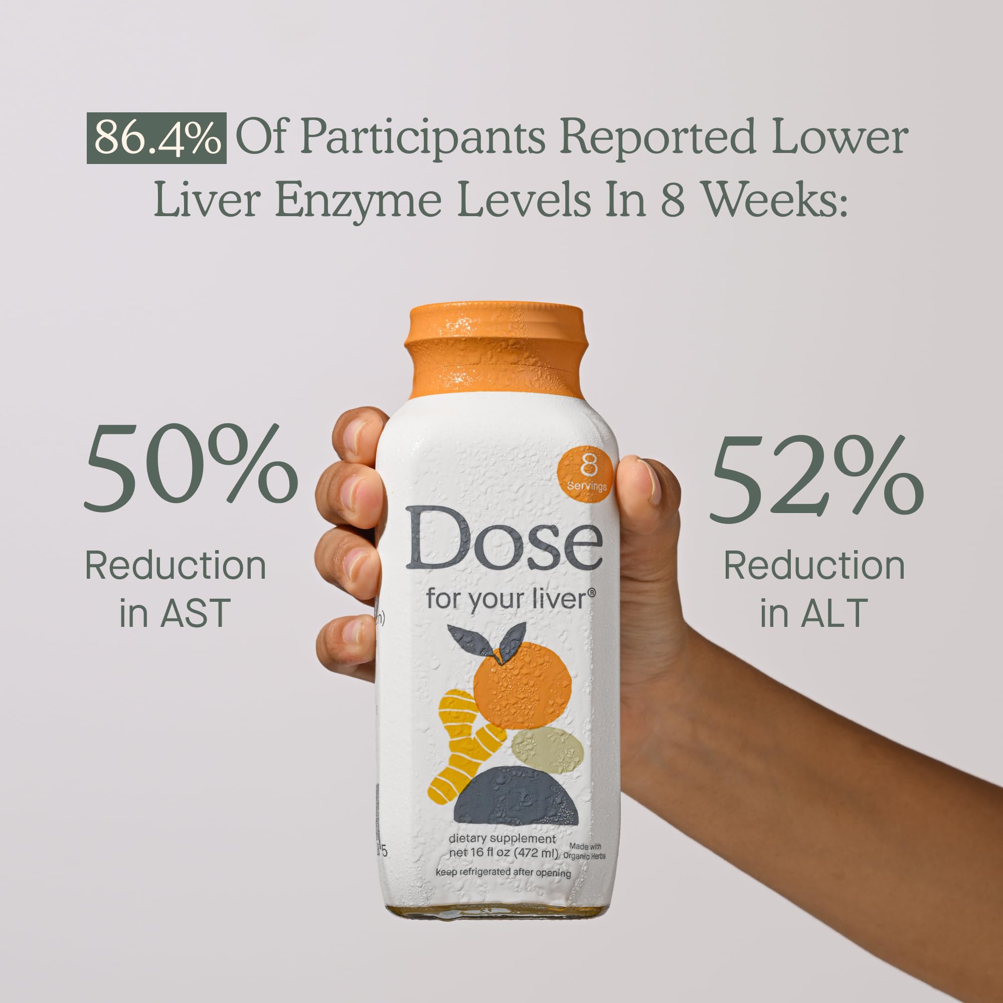 Dose for Your Liver dandelion, ginger, and orange blend supporting digestion.