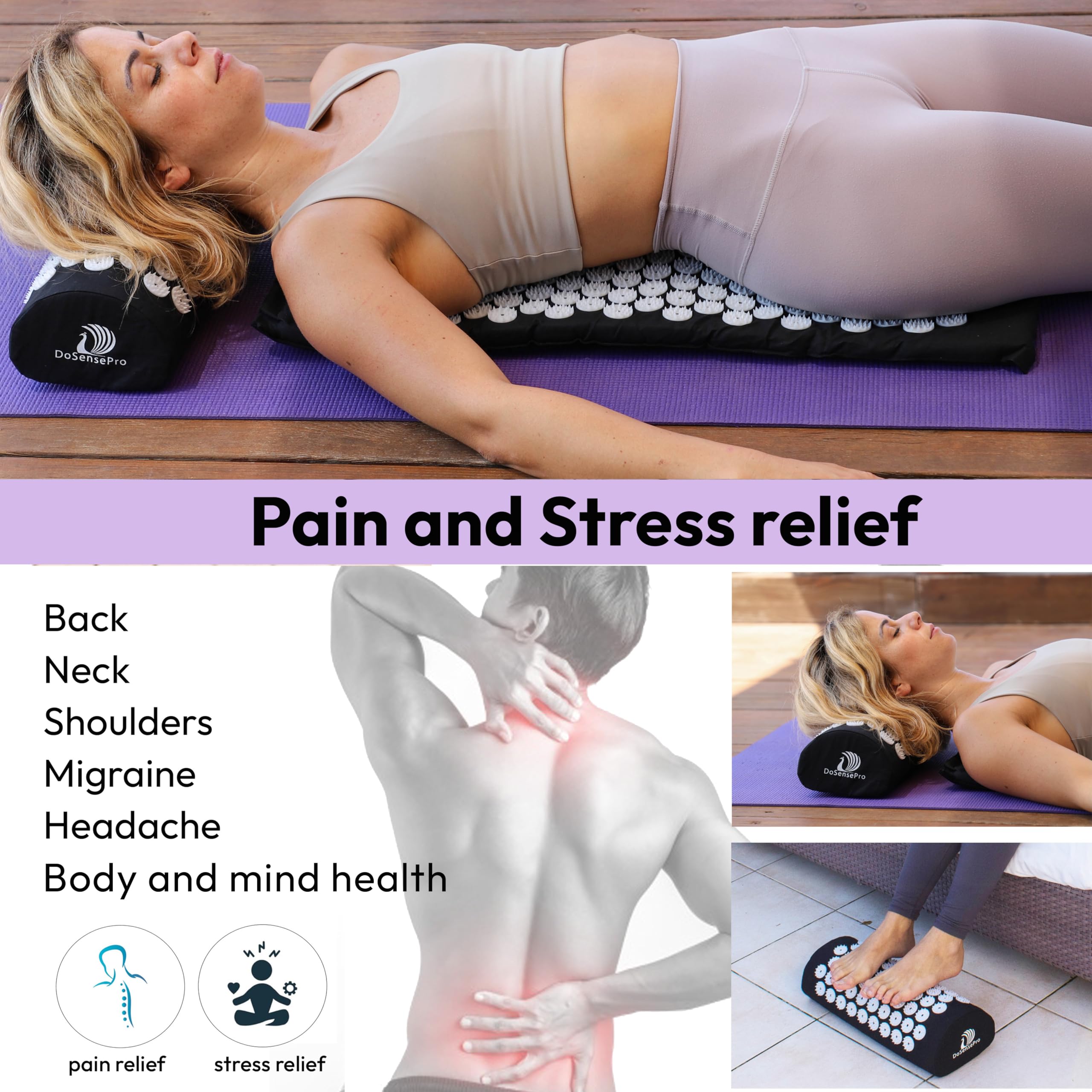 DoSensePro acupressure mat full-back coverage for comprehensive support