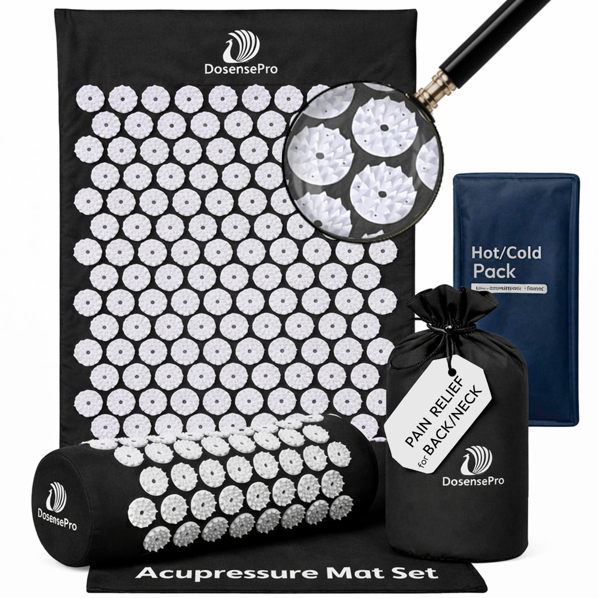 DoSensePro acupressure mat spikes close-up for targeted back tension relief
