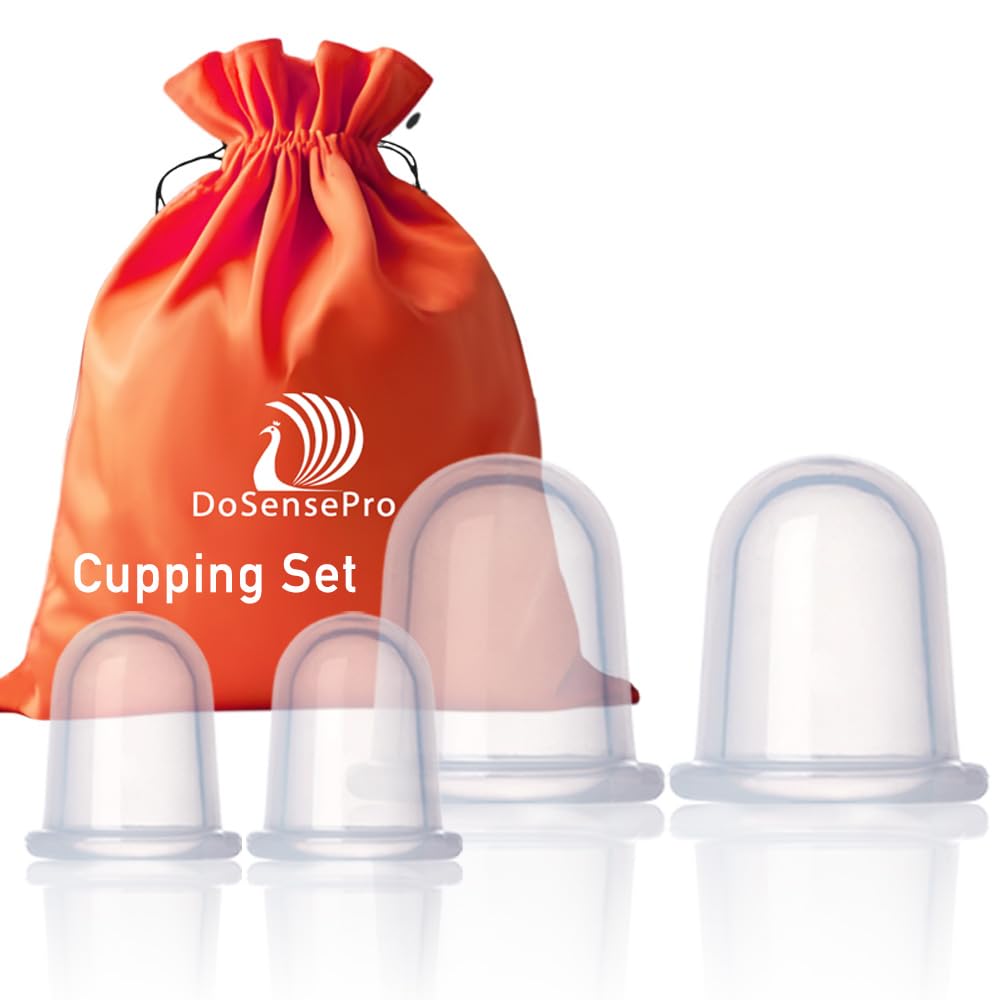 DoSensePro silicone cupping set on back aids muscle relief and recovery.