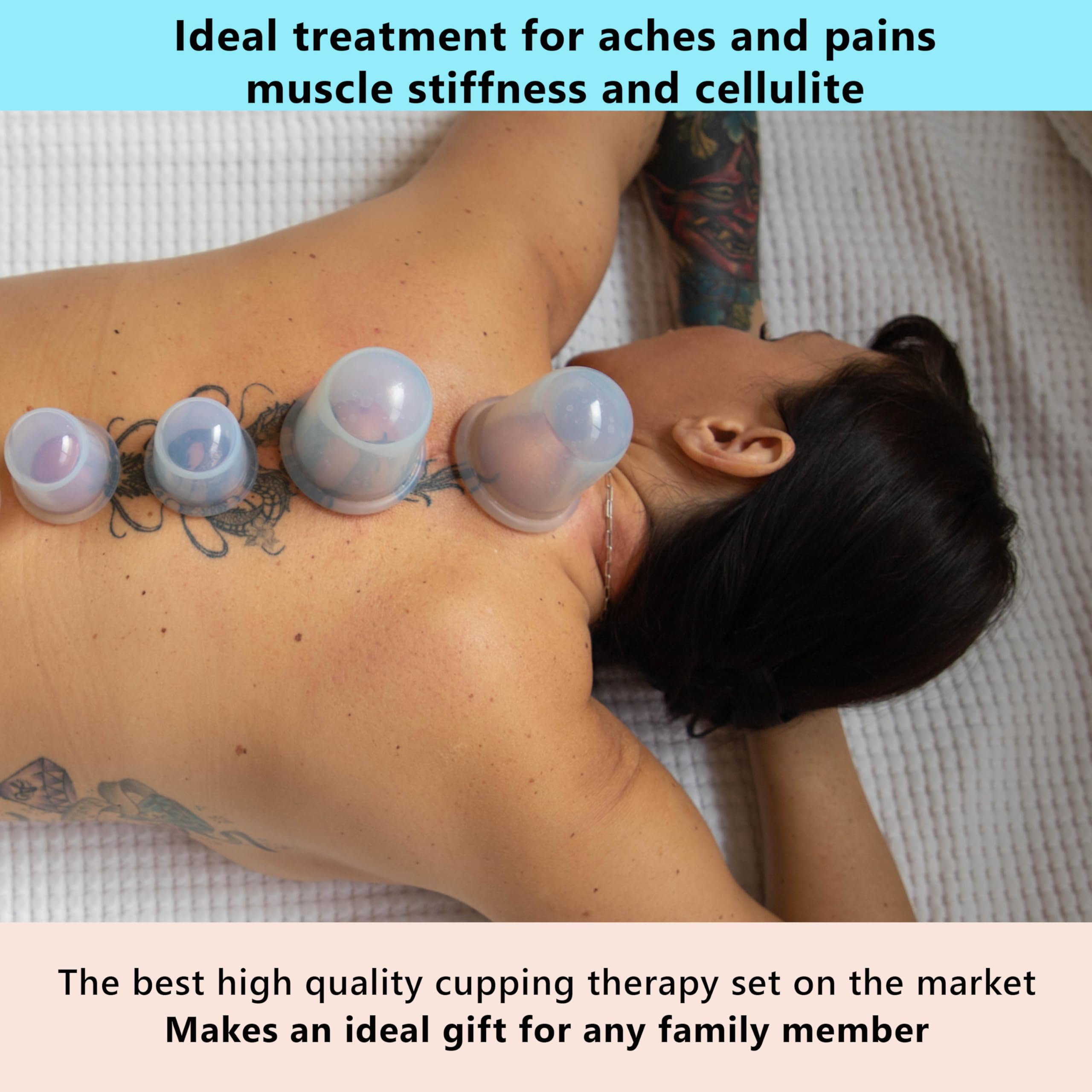 DoSensePro 4-cup kit used on legs for targeted deep-tissue massage.