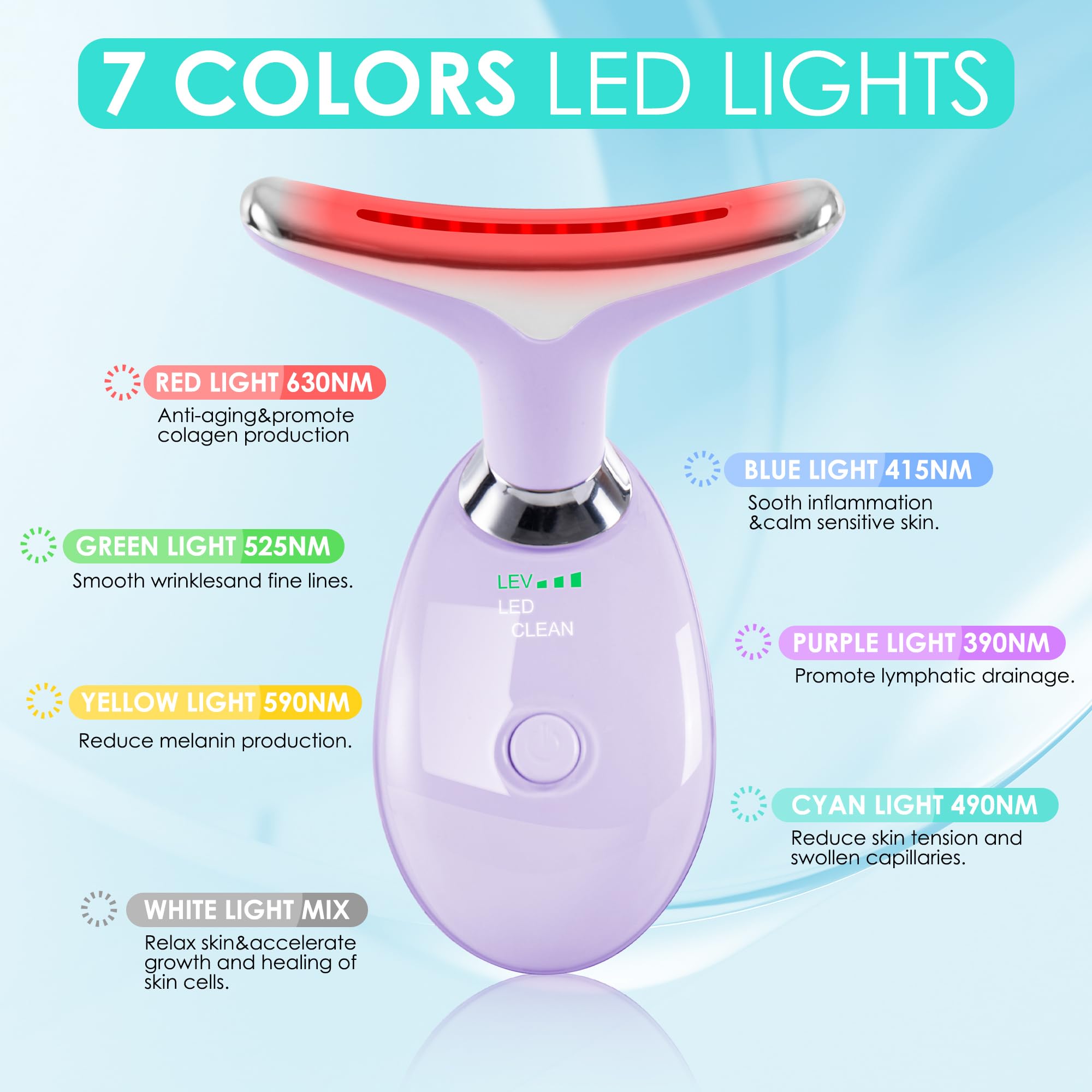 Doset red-light therapy on face and neck for a soothing spa-like session.