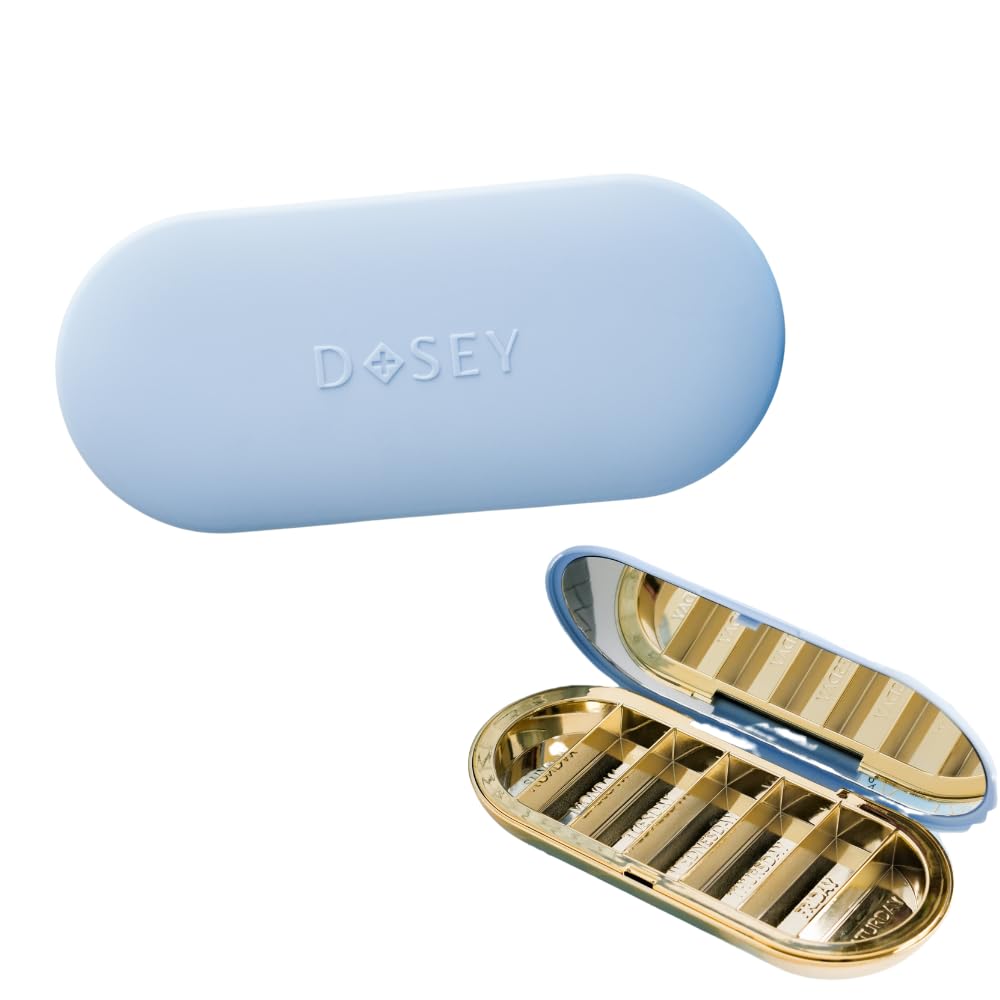 Dosey Pill Compact blue front view for daily pill organization on the go