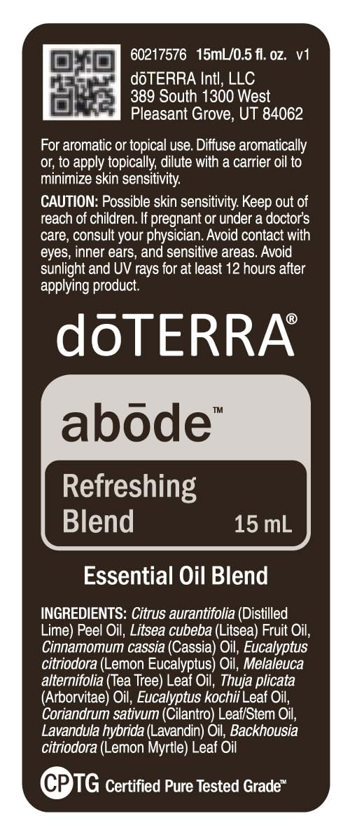 doTERRA Abode packaging shows 15 mL bottle for home use.