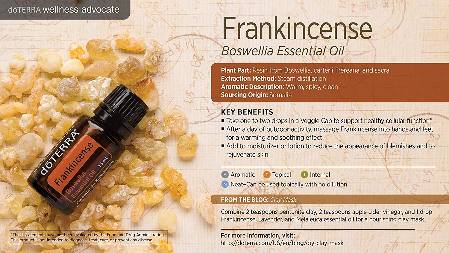 doTERRA frankincense 15 ml label emphasizes Co-Impact Sourcing and source quality.