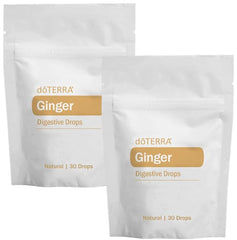 doTERRA Ginger Throat Drops packaging close-up highlighting natural ingredients and flavor