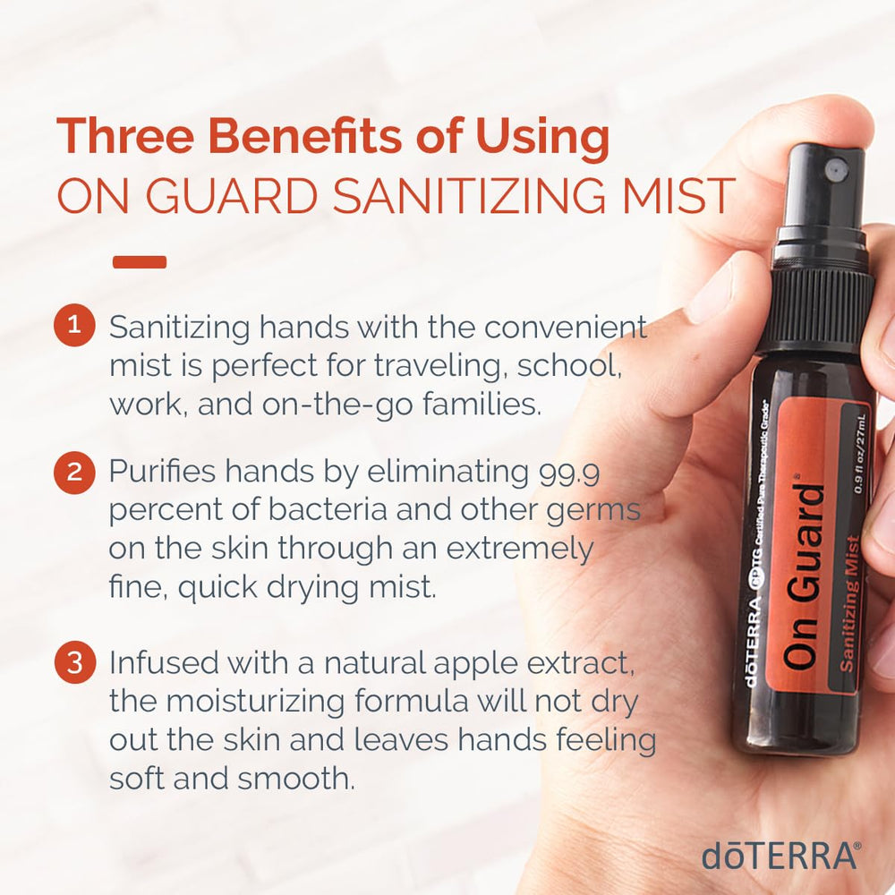 doTERRA On Guard mist with Wild Orange and spices provides an uplifting, spicy aroma.