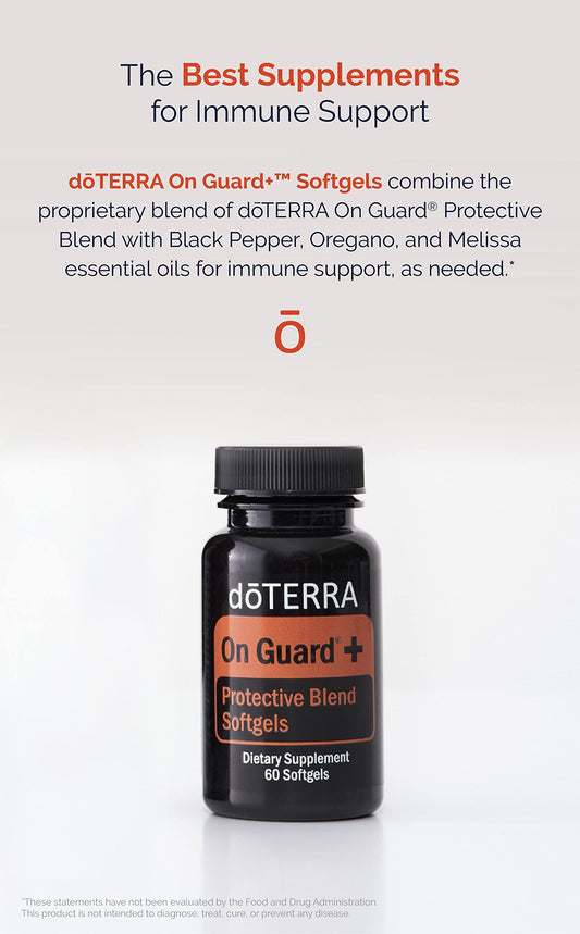doTERRA On Guard softgels pack highlighting antioxidant defense and environmental protection benefits