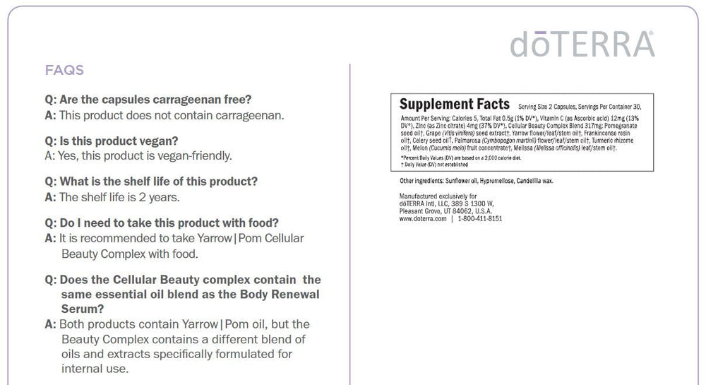 doTERRA Yarrow Pom daily capsule routine on a counter