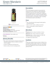 doTERRA Green Mandarin label detail emphasizing natural origin