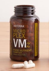 doTERRA MicroPlex VMz nutrition panel and bottle highlighting vitamins and minerals
