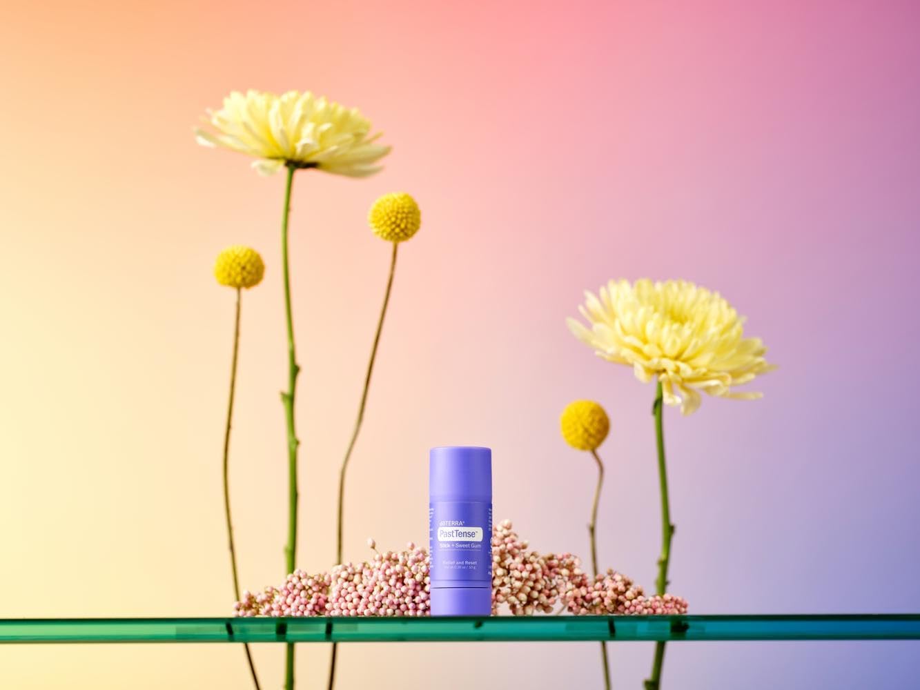 doTERRA PastTense Stick close-up texture showing a smooth, non-greasy glide