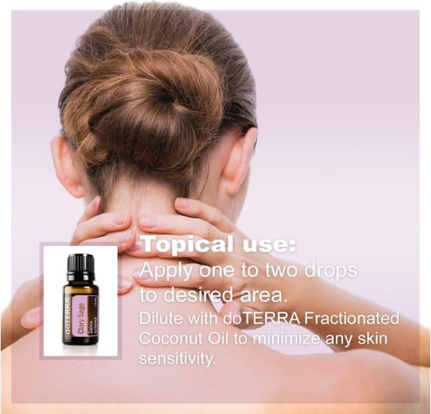 doTERRA Clary Sage bath scene suggesting stress relief and calm mood.