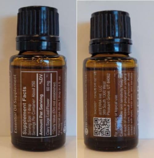 doTERRA Clary Sage label close-up highlighting essential oil features.