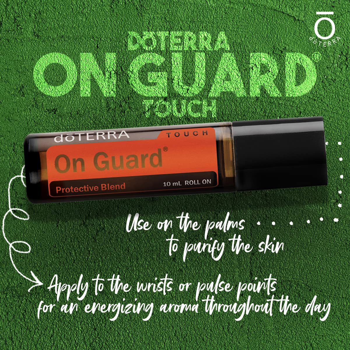 Close-up of doTERRA On Guard Touch roll-on for convenient application.