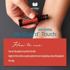 doTERRA On Guard Touch roll-on applied to the wrist for quick use.