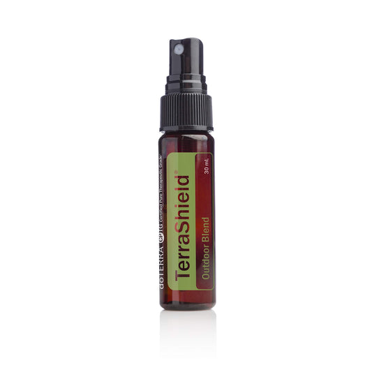 doTERRA TerraShield outdoor spray offers protection and a fresh woody scent for outdoor outings.