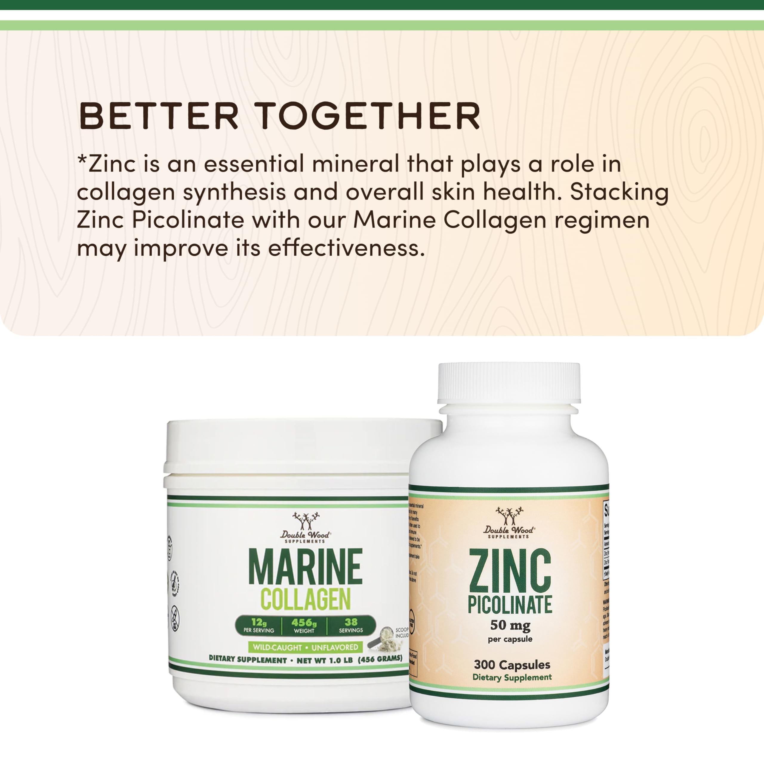 Double Wood Collagen Powder Quick-Dissolve image demonstrates seamless mixing in beverages
