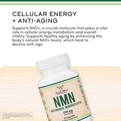Double Wood NMN label close-up with dosage information.