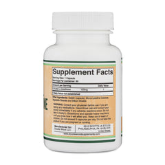 Double Wood S-Acetyl L-Glutathione label showing non-GMO gluten-free claim