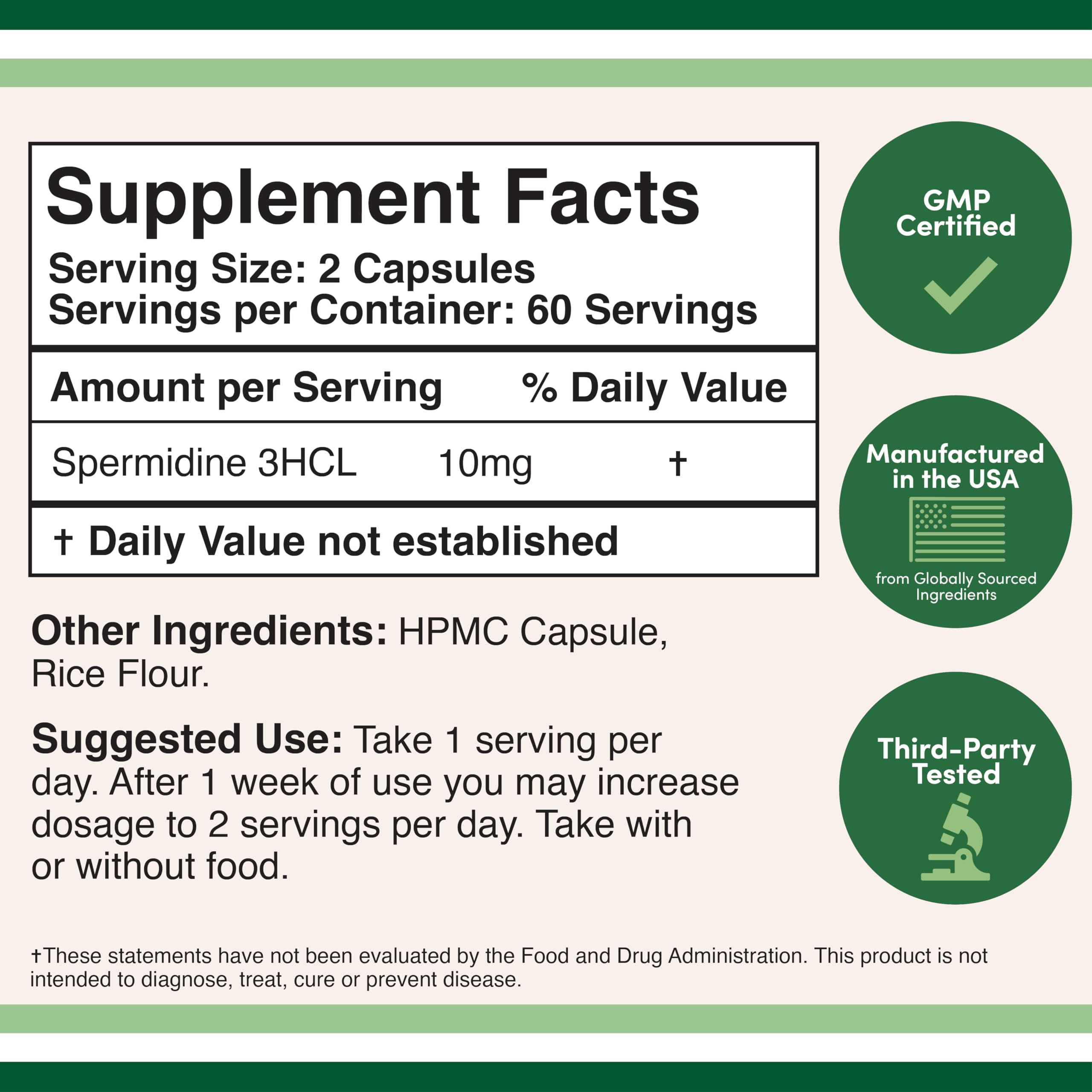 Double Wood Spermidine Supplement capsules close-up for easy daily ingestion.