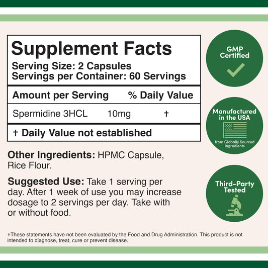 Double Wood Spermidine Supplement capsules close-up for easy daily ingestion.