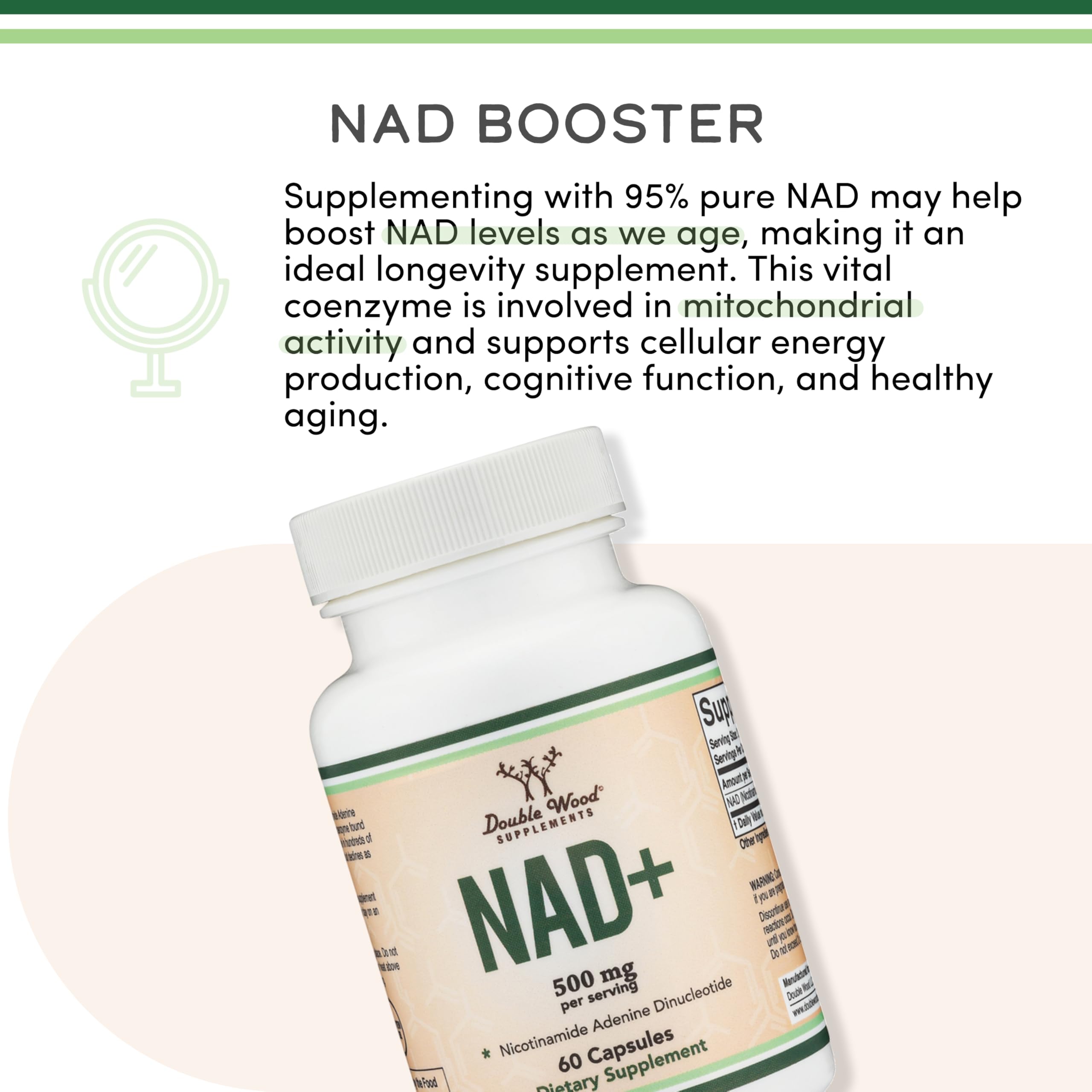 Double Wood NAD+ Plus serving scoop enables accurate portions.