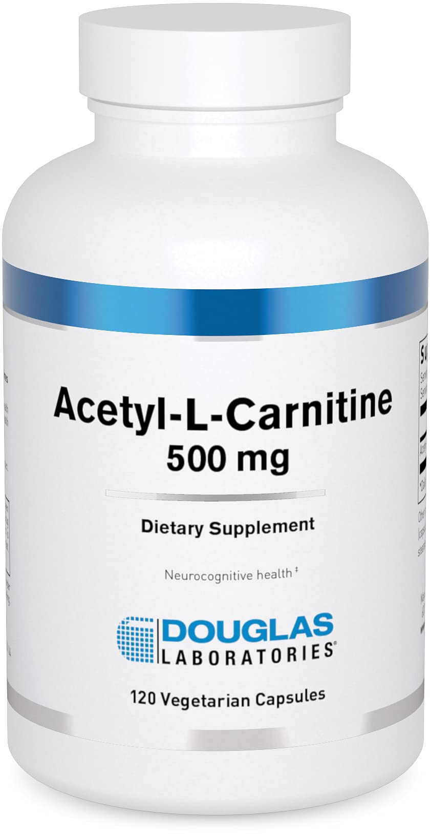 Douglas Laboratories Acetyl L-Carnitine 500 mg bottle front promoting brain support.